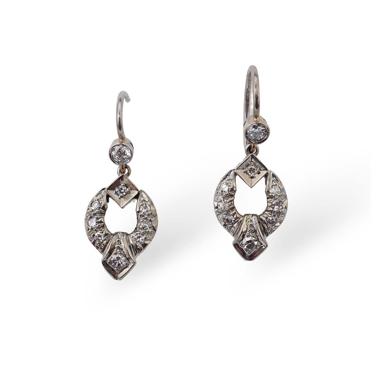 A pair of diamond earrings